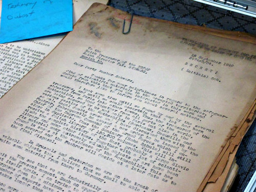 Maxine Carr's copies of the Nuremberg trials documentation.