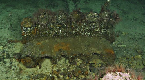 Th engine of the German bomber Junkers 88 DR1 found just off Shetland by divers.