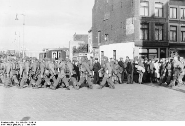 German troops on the march in Maastricht.