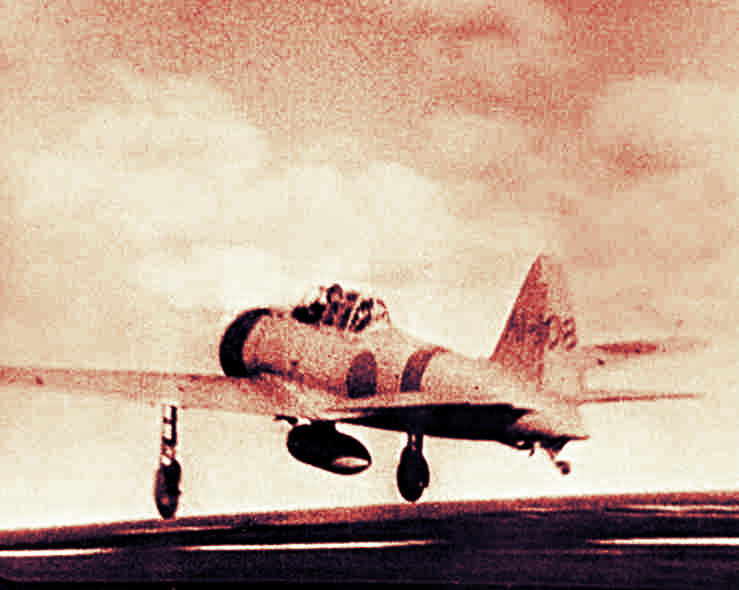 A Mitsubishi A6M2 "Zero" Model 21; Mr. Harada piloted the same aircraft during WWII.
