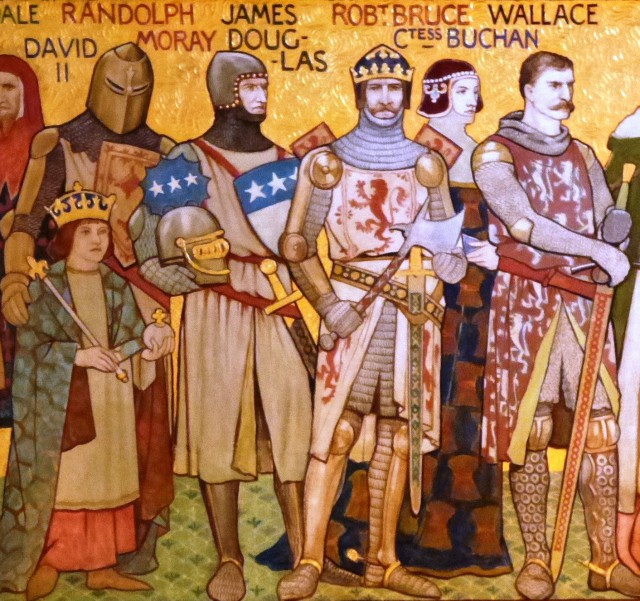 A Victorian depiction of Sir James (third from left), and other leaders of the Wars of Independence by William Brassey Hole