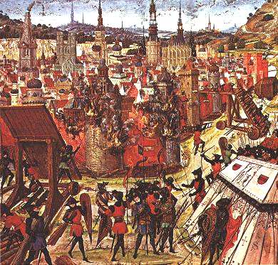 14th-15th Century Illustration of the Fall of Jerusalem, via Wikimedia.