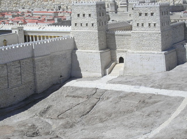 model reconstruction of a section of Jerusalem's walls.
