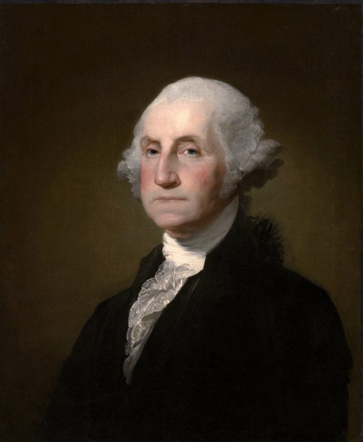 George Washington as painted by Gilbert Stuart, via Wikipedia