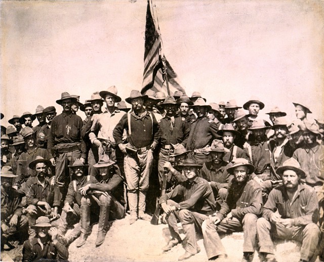 Teddy Roosevelt and his famed Rough Riders, Battle of San Juan.