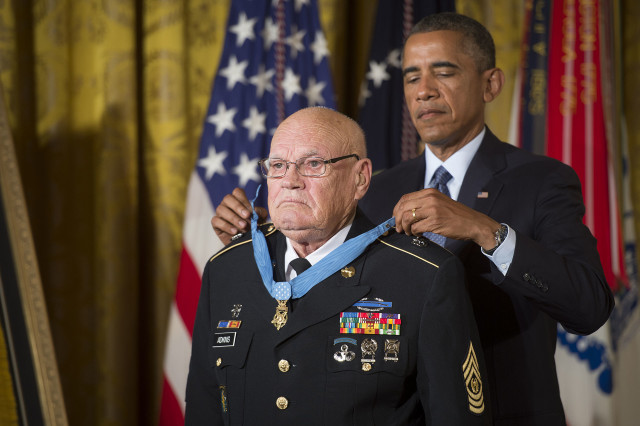 Bennie Adkins receiving the Medal of Honor via commons.wikimedia.org