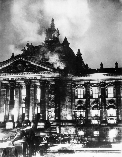 Reichstag on fire, 1933