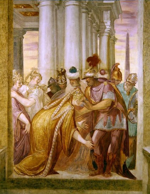 Central wall depicting Sophonisba requesting help from Massinissa.