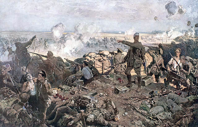 Painting of the Second Battle of Ypres by Richard Jack.