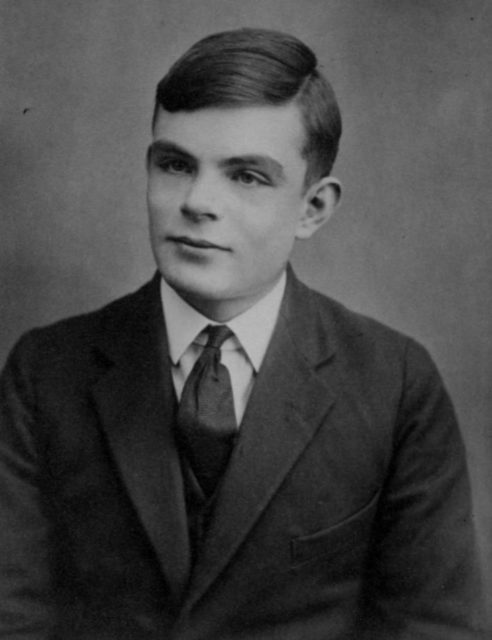 Passport photo of Alan Turing at aged 16.