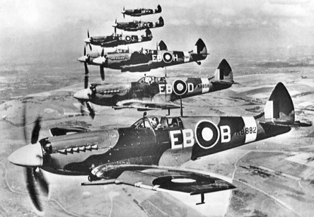 Supermarine Spitfire LF Mk XIIs of 41 Squadron in April 1944.