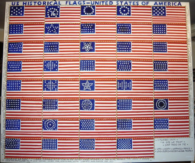 Oil painting depicting all U.S. flags. Via Wikipedia. 