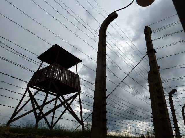Guard tower at Auschwitz-Birkenau. Photo Credit.