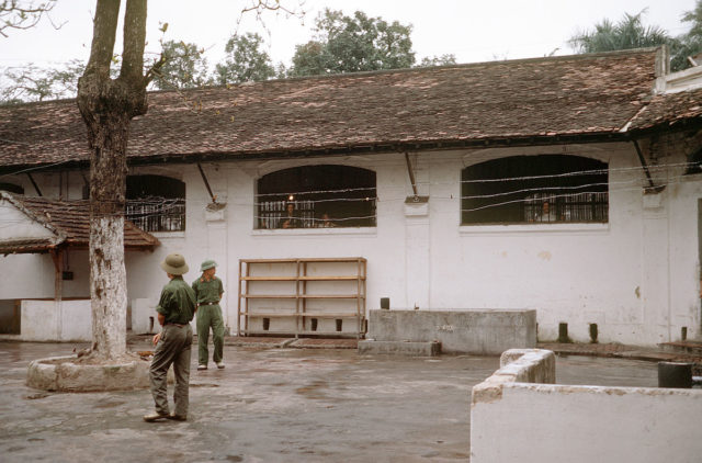 The "Little Vegas" area of Hỏa Lò Prison, built for American POWs in 1967. Shown in a final inspection in 1973 shortly before the Americans' release.
