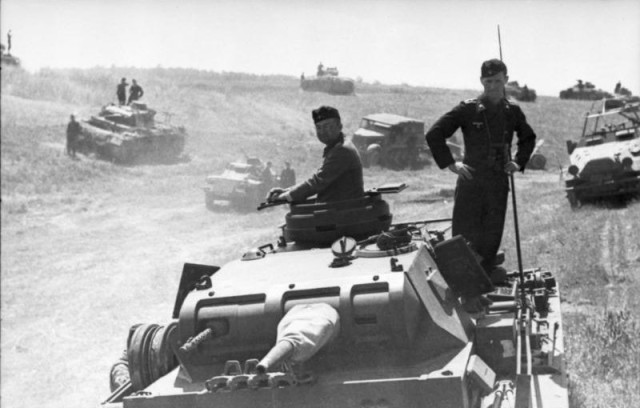 German tanks PzKpfw III of 13. Panzer Division during first phase of the Operation Barbarossa
