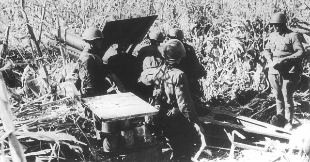 Soviet gun crew in action at Odessa. 1941
