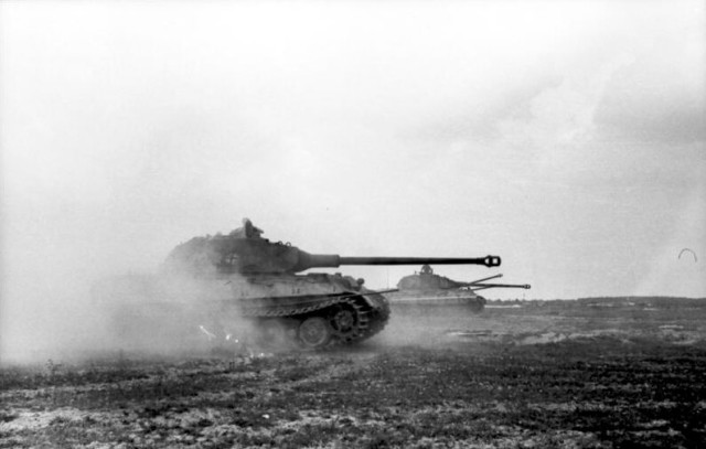 Tiger IIs on the move in France, June 1944. King Tigers of Schwere Panzer Abteilung 503fought in Normandy and on the Eastern Front. It achieved a kill ratio of 15:1 against Allied tanks (Image).