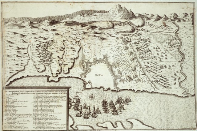 German map of the final phase of the Siege of Candia. 