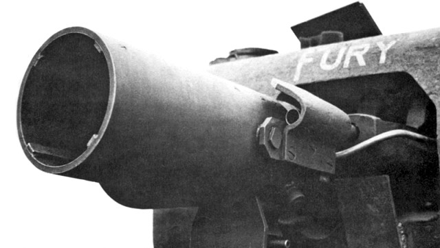 Close-up of an AVRE's Petard Mortar. Public Domain.