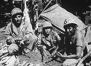 Navajo troops during the Battle of Saipan,1944. Photo via Wikipedia 