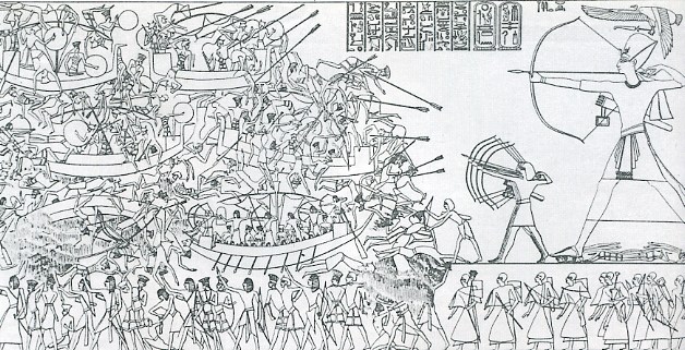 Rameses defeating the Sea Peoples