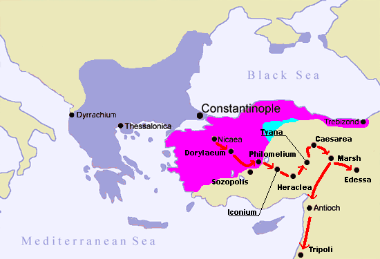 Route of the First Crusade through Asia. Photo Credit.