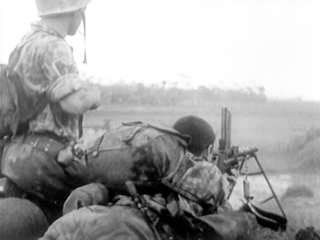 French soldiers fight off a Viet Minh ambush.