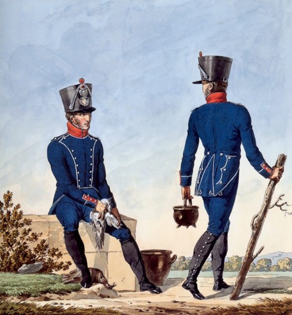 Chasseurs from a light infantry regiment of Napoléon's Grande Armée