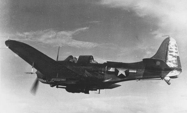U.S. Navy Douglas SBD-5 Dauntless of Bombing Squadron 10 from the aircraft carrier USS Enterprise