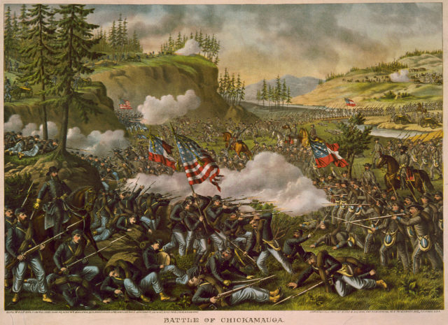 Artist's representation of the Battle of Chickamauga, via Wikipedia