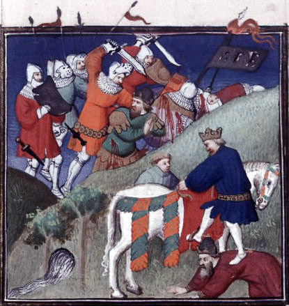 In this 15th-century French miniature depicting the Battle of Manzikert, the combatants are clad in contemporary Western European armour. Source: Wikipedia