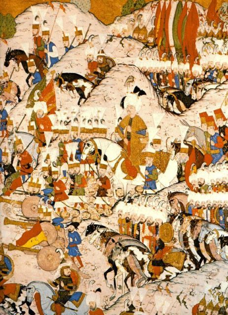 Ottoman Miniature of The battle of Mohacs, 1526. Source: Wikipedia