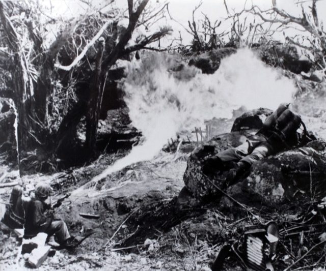 American Soldiers with flamethrowers on Tarawa Island [Via]