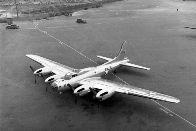 B-17E Flying Fortress converted to XB-38 with Allison V-1710 liquid-cooled engines as an experimental testbed in the event the radial engines became unavailable, 1942 [Via].