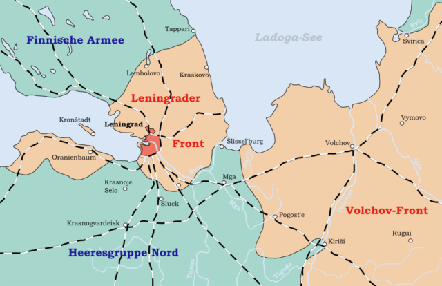 Map showing Axis encirclement of Leningrad.
