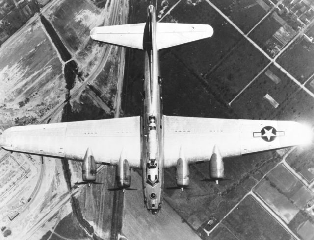 Overhead view of B-17H bomber in flight (US Air Force).