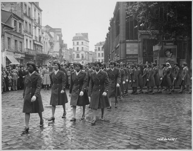 The 6888th Central Postal Directory Battalion on May 27, 1945 in Rouen, France Image Source: Wikipedia