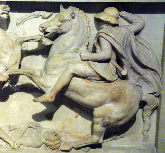 A statue of what is almost certainly a Companion cavalryman. Image by Wikipedia