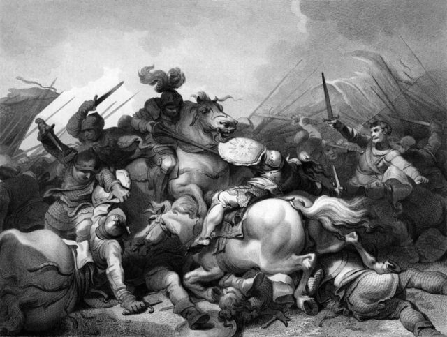 Artist's rendition of the Battle of Bosworth, via Wikipedia