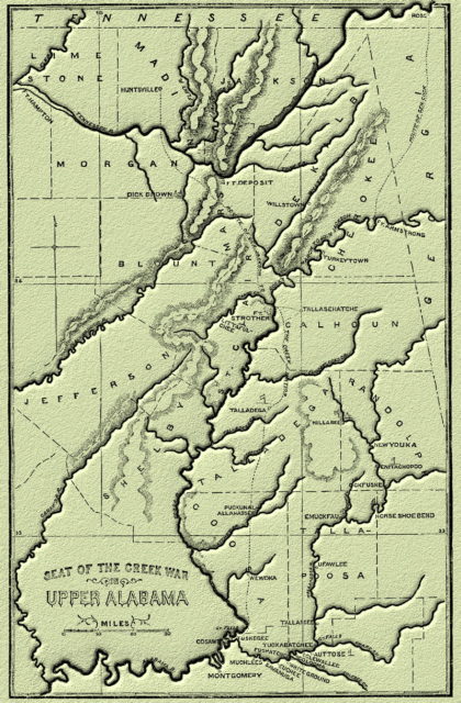 Map of the Creek War (1813-1814). Source: Wikimedia Commons/ Public Domain