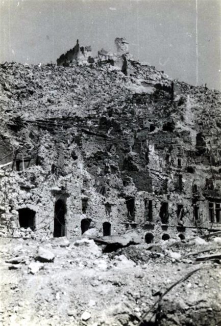 The remains of the Hotel de Roses in Cassino which proved to be an almost impregnable objective for the infantry. Photo 24 Battalion, 2NZEF, via Colin Murray
