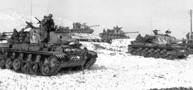 American M-46 Patton tanks in the snow during the Korean War. Wikimedia Commons / Public Domain
