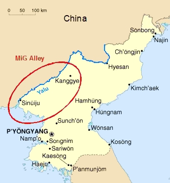 General location of MiG Alley via commons.wikimedia.org