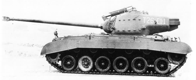 The original T26E4. Note the exposed spring equilibrators