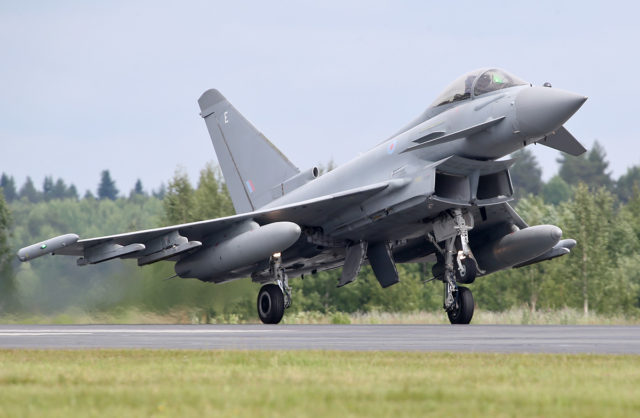 Royal Air Force Eurofighter Typhoon at Tour-de-Sky airshow at Kuopio, Finand. (Photo by Fyodor Borisov/Transport-Photo Images)