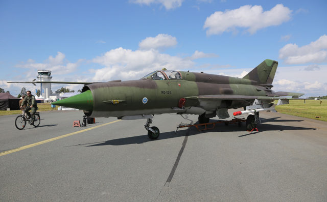 Finnish Air Force Mikoyan-Gurevich MiG-21 at Tour-de-Sky airshow at Kuopio, Finand. (Photo by Fyodor Borisov/Transport-Photo Images)