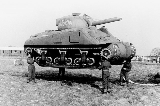 An inflatable M4 Sherman tank used by the Ghost Army during WWII Image Source: 