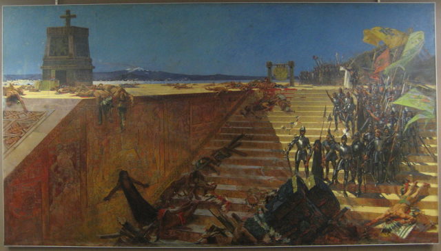 "The Last Days of Tenochtitlan, Conquest of Mexico by Cortez", a 19th-century painting by William de Leftwich Dodge. Wikipedia / Public Domain