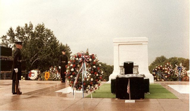 Watch at the Tomb of the Unknowns over the body of the Vietnam War Unknown Soldier. Wikipedia / Public Domain