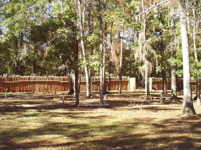 Reconstructed Fort Mims, looking West. Wikipedia Commons / Public Domain